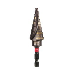 Milwaukee® SHOCKWAVE™ Impact Duty™ 48-89-9248 Impact Step Drill Bit, 1/8 in Dia Min Hole, 1 in Dia Max Hole, 9 Steps, Titanium, 9 Hole Sizes, 1/4 in Shank
