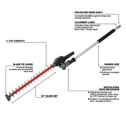 Milwaukee® 49-16-2719 Hedge Trimmer Attachment, Tool, Cutting Capacity: 1 in, Aluminum Housing