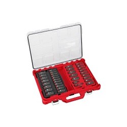 Milwaukee® SHOCKWAVE Impact Duty™ 49-66-6805 Socket Set, 3/8 in Drive, 36 Pieces, Included Socket Size: 1/4 in, 9/32 in, 5/16 in, 11/32 in, 3/8 in, 7/16 in, 1/2 in,  9/16 in, 5/8 in, 11/16 in, 3/4 in, Chrome Molybdenum Steel