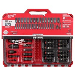Milwaukee® SHOCKWAVE Impact Duty™ 49-66-6805 Socket Set, 3/8 in Drive, 36 Pieces, Included Socket Size: 1/4 in, 9/32 in, 5/16 in, 11/32 in, 3/8 in, 7/16 in, 1/2 in,  9/16 in, 5/8 in, 11/16 in, 3/4 in, Chrome Molybdenum Steel