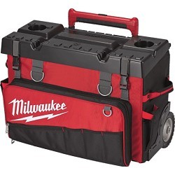 Milwaukee® 48-22-8220 Hardtop Rolling Bag, General Purpose, 1680 Denier Ballistic Polyester, Black/Red