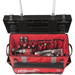 Milwaukee® 48-22-8220 Hardtop Rolling Bag, General Purpose, 1680 Denier Ballistic Polyester, Black/Red