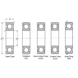 NTN 6200ZZ Deep Groove Ball Bearing, 0.3937 in Bore Dia, 1.1811 in Outside Dia, 1 Rows, 0.3543 in Width, 535 lbf Static, 1270 lbf Dynamic
