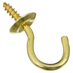 National Hardware® 7161086 Cup Hook, 10 lb Working Load, 0.09 in Wire Diameter, Solid Brass