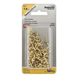 National Hardware® 7161086 Cup Hook, 10 lb Working Load, 0.09 in Wire Diameter, Solid Brass