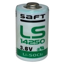 Optex SAFT LS14250 Lithium Battery, Lithium-Thionyl chloride (Li-SOCl2), 3.6 V Nominal, 1.2-17 Ah Nominal Capacity