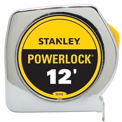 PowerLock 367443 Tape Measure, 12 ft Blade Length, 3/4 in Blade Width, Mylar Polyester Film Blade, Measuring System: Imperial, Graduations: 1/16, 1/32 in