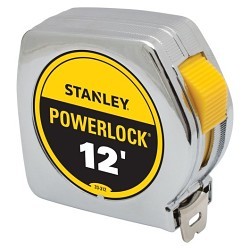 PowerLock 367443 Tape Measure, 12 ft Blade Length, 3/4 in Blade Width, Mylar Polyester Film Blade, Measuring System: Imperial, Graduations: 1/16, 1/32 in