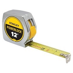 PowerLock 367443 Tape Measure, 12 ft Blade Length, 3/4 in Blade Width, Mylar Polyester Film Blade, Measuring System: Imperial, Graduations: 1/16, 1/32 in