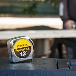 PowerLock 367443 Tape Measure, 12 ft Blade Length, 3/4 in Blade Width, Mylar Polyester Film Blade, Measuring System: Imperial, Graduations: 1/16, 1/32 in
