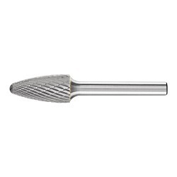 PFERD 21724712 Universal Line Premium Grade Carbide Burr, Radius End, Tree Radius (Shape SF) Head, 7/16 in Dia Head, 1 in L of Cut, 2-3/4 in OAL, Double Cut