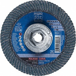 PFERD 67363 Coated Abrasive Flap Disc, 5 in Disc Dia, 40 Grit, Coarse Grade, Zirconia Alumina Abrasive, Radial Disc