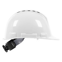 MSA Safety 280-HP241RV-01 Hard Hat, 6-1/2 in, 8 in, Polyethylene, 4 Point Fas-Trac® III Suspension, Non-Slotted, White