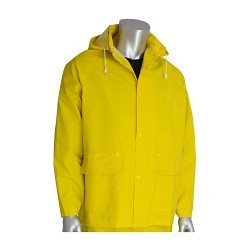 PIP® FALCON™ 201-350X1 3-Piece Premium Rainsuit, XL, Yellow, Polyester/PVC, 50 in Waist, 31 in L Inseam, Detachable Hood