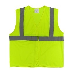 PIP® 302-MVGLY-XL Vest, X-Large, Hi-Viz Lime Yellow with Silver Stripe, Polyester Mesh, 52 in Chest, Hook and Loop Closure