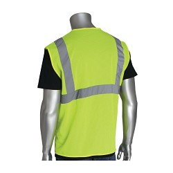 PIP® 302-MVGLY-4X Safety Vest, 4XL, Hi-Viz Lime Yellow, Polyester Mesh, Hook and Loop Closure, ANSI Class: Class 2, Specifications Met: ANSI 107 Type R