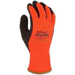 PIP® PowerGrab™ Thermo 41-1400/M General Purpose Gloves, Medium #8, Orange/Brown, Coated/Cold Protection, Latex Palm, Acrylic/Terrycloth, Continuous Knit Wrist Cuff, Latex Coating, Resists: Abrasion, Cut, Puncture and Tear, Acrylic Lining, Seamless