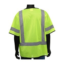 PIP® 473022X Vest, 2X-Large, Hi-Vis Yellow, Polyster Mesh, Zipper Closure