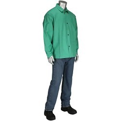 PIP® 7040/3XL Welders Jacket, 3X-Large, Cotton, Green, Specifications Met: ASTM D6413