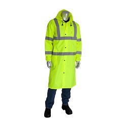 PIP® PIP35-C500/XL Rain Coat, 3X-Large, Hi-Vis Lime Yellow, PU Coated 100% Polyester