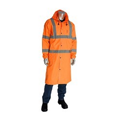 PIP® PIP35-C500/XL Rain Coat, 3X-Large, Hi-Vis Lime Yellow, PU Coated 100% Polyester