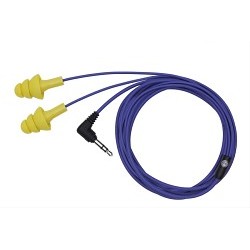 PLUGFONES PB-UY Ear Plug, Non-Interchangeable, 25 dB Noise Reduction Rating, Disposable/Reusable: ANSI S3.19-1974, Yellow Plug, Blue Cord
