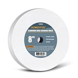 POWERTEC® 15504 Grinding Wheel, 8 in Wheel Dia, 1 in Wheel Thickness, 5/8 in Center Hole, 60 Grit, Aluminum Oxide Abrasive
