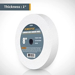 POWERTEC® 15504 Grinding Wheel, 8 in Wheel Dia, 1 in Wheel Thickness, 5/8 in Center Hole, 60 Grit, Aluminum Oxide Abrasive