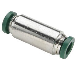 Parker Hannifin Parker® 62PLP-6 Pipe Union, Push-to-Connect x Push-to-Connect, 3/8 in Nominal, Brass, NICKEL PLATED