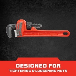 Proto® J806HD Heavy Duty Straight Pipe Wrench, 6 in OAL, Floating Hook Jaw, Cast Iron Handle, Federal GGG-W-00651D