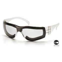 Pyramex® Intruder® S4110STFP Safety Glasses, Anti-Fog, Anti-Scratch Lens Coating, Clear Lens, Frameless, Blue Frame, Polycarbonate Frame, Polycarbonate Lens, Universal