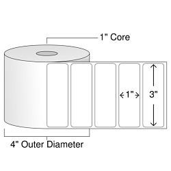 RL928TW Thermal Roll Label, 3 in Height, 1 in Width