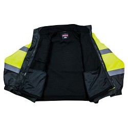 Radians® CrossFire® RADSJ210B2X/LOGO/ROGERS Bomber Jacket, Black/Hi-Viz Green, Polyester, 50-52 in Chest, Resists: Water, Specifications Met: ANSI/ISEA 107-2010 Class 3, 2X-Large