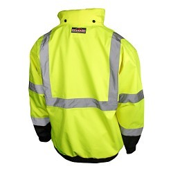 Radians® CrossFire® RADSJ210B3X/LOGO/ROGERS Bomber Jacket, Black/Hi-Viz Green, Polyester, 54-56 in Chest, Resists: Water, Specifications Met: ANSI/ISEA 107-2010 Class 3, 3X-Large