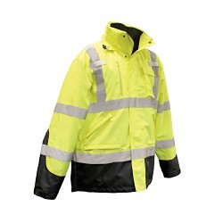 Radians® CrossFire® SJ410B-2X Jacket, Hi-Viz Green, Polyester, 46-48 in Chest, Resists: Water and Wind, 2X-large