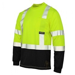 Radians® CrossFire® ST21B-3PGS-XXL Shirt, Hooded: No, 2X-Large, Hi-Viz Green/Black, Moisture Wicking Polyster Mesh, 32 in Length