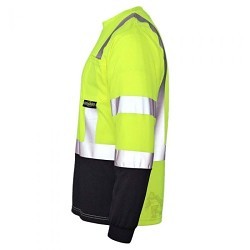 Radians® CrossFire® ST21B-3PGS-XXL Shirt, Hooded: No, 2X-Large, Hi-Viz Green/Black, Moisture Wicking Polyster Mesh, 32 in Length