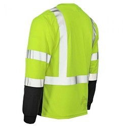 Radians® CrossFire® ST21B-3PGS-XXL Shirt, Hooded: No, 2X-Large, Hi-Viz Green/Black, Moisture Wicking Polyster Mesh, 32 in Length