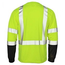 Radians® CrossFire® ST21B-3PGS-XXL Shirt, Hooded: No, 2X-Large, Hi-Viz Green/Black, Moisture Wicking Polyster Mesh, 32 in Length