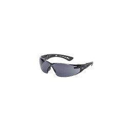 Rush Safety 40208 Safety Glasses, Anti-Fog Lens Coating, Smoke/Gray Lens, Wraparound, Black Frame, Polycarbonate Lens, Universal