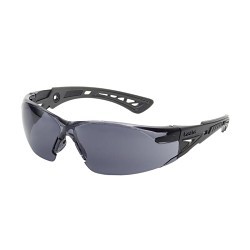Rush Safety 40208 Safety Glasses, Anti-Fog Lens Coating, Smoke/Gray Lens, Wraparound, Black Frame, Polycarbonate Lens, Universal