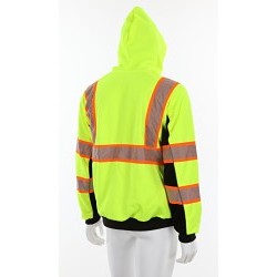 MCR Safety S2CL3LZM Hoodie Sweatshirt, Hooded, Medium, Fluorescent Lime/Black with Silver Reflective Stripes, Polyester, 27.95 in Length