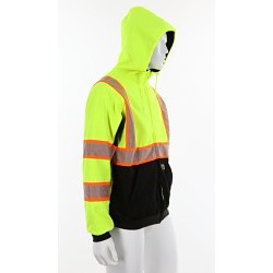 MCR Safety S2CL3LZL Hoodie Sweatshirt, Hooded, Large, Fluorescent Lime/Black with Silver Reflective Stripes, Polyester, 27.95 in Length