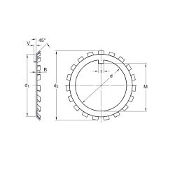 SKF® W-09 Lock Washer, 45.517 mm Bore Dia, 69.444 mm Outside Dia, 58.699 mm Face Dia, 1.219 mm Thickness