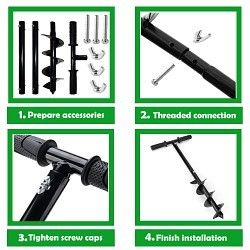 SZMMG B0B2WC6QL6 Post Hole Digger, 12.4 in Handle Length, Non-Slip Handle, 3.9 in Distance Between Blade Tips, Steel Blade Tip