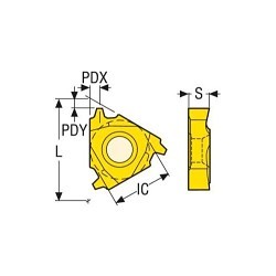 Seco 00049949 16ER Laydown Threading Insert, 16ER Insert, External Thread, Trapezoidal Thread, 0.118 in Pitch, Right Cutting, Manufacturer's Grade: CP500