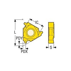 Seco 00064732 16NR Laydown Threading Insert, Internal Thread, Trapezoidal Thread, 0.118 in Pitch, Right Cutting, Manufacturer's Grade: CP500