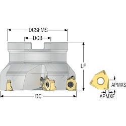 Seco 02642882 R220.96 Indexable Square-Shoulder Face Mill, 3 in Dia Cutting, 1.97 in OAL, 0.295 in Max Depth of Cut, 1 in Dia Arbor Hole, 90 deg Lead Angle