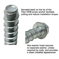 Simpson Strong-Tie® THDB25300H Screw Anchor, 1/4 in Dia, 3 in Overall Length, Hex Washer Serrated Head Drive, Carbon Steel