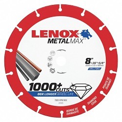 Stanley Black & Decker® Lenox® 1972925 Cut-Off Wheel, 8 in Wheel Dia, 0.06 in Wheel Thickness, 5/8 in Center Hole, 40/50 Grit, Diamond Abrasive